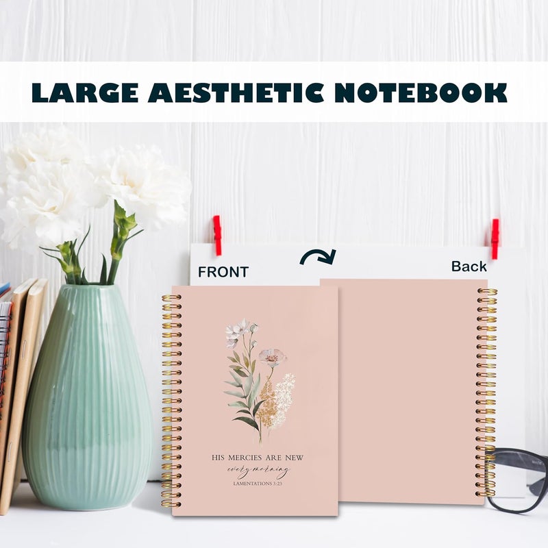 BearCake Orange Bible Christian Journals Floral Notebooks for Women Note Taking,Prayer Journal for Women, His Mercies are New Every Morning,Bible Study Journal for Women 5.5x8.3 - Image 4